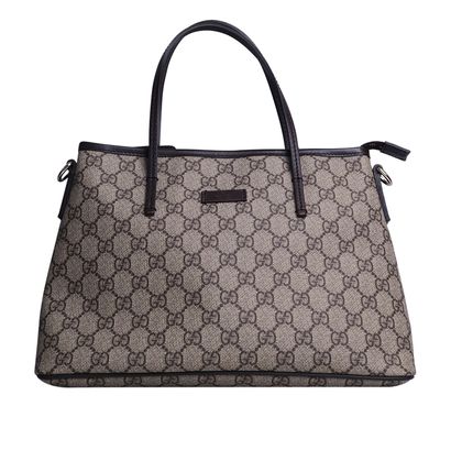 GG Supreme Small Zippered Tote, &pound;420, Handbags, Beige, Canvas, Front view
